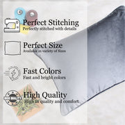 Velvet Cushion Cover With Piping - Perfect for Home Décor Rectangular (Set of 2), Grey